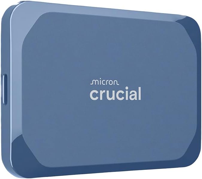 Crucial SSD, USB-C 3.2 Gen2, 2100Mo Gen2, Jusqu'à 2100Mo/s, portable, Bleu Mat