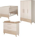roba Mobilier de chambre, réglable, Poignées et pieds en bois massif, 70 × 140 cm, Ensemble de 3 pièces pour chambre d'enfant Sidney, 76 cm