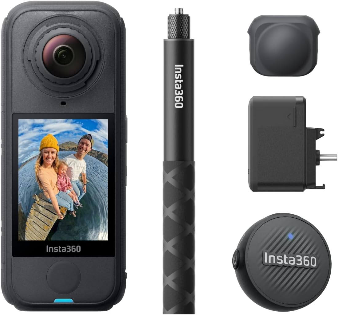 Caméra embarquées, Légère 165 g, Insta360, X4 Air Pack créateur Noir Graphite, portable
