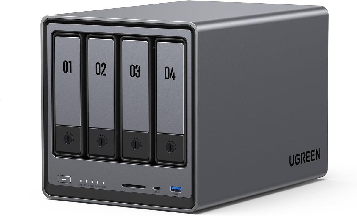 UGREEN Serveur, sans Disque, DXP4800 N100, NAS de Bureau 4 Baies, NASync DXP4800, processeur Intel N100 quadricœur, 8 Go de RAM DDR5, 32 Go eMMC