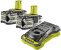 RYOBI Pack batterie, éclairage LED, 5, 0 Ah, Kit 18V One+ 2 Batteries 5, 0 Ah et Chargeur Rapide RC18150-250G, 50Ah, 5.0Ah
