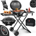 Grill électrique, 2400 W, Barbecue électrique 2 en 1 avec couvercle et pied, barbecue de balcon pour l'intérieur et l'extérieur, KESSER