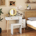 Coiffeuse, 100 × 45 × 116, 5 cm, réglable, COSTWAY, 3 Modes, 3 Modes d'Éclairage, 5 Tiroirs, 3 tiroirs, 2 tiroirs, éclairage LED