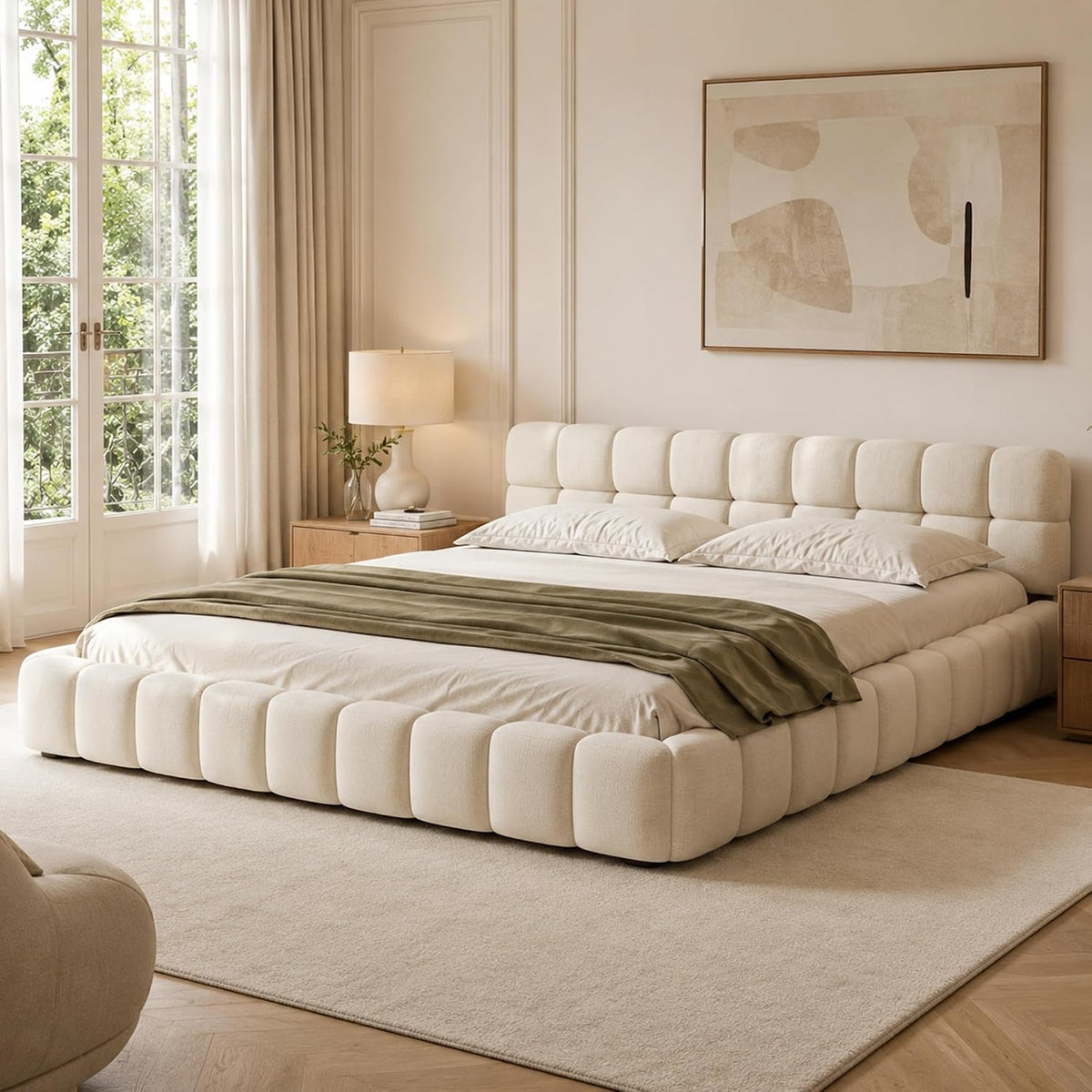 Lit DULRLLY 140x200, 140 × 200 cm, sans Matelas, 30 cm, Lin