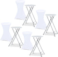 Table pliantes IDMarket, 105 cm, 5 × 60 × 126 cm, 4 CM, 60 CM, Lot de 4 Tables Hautes Pliantes 105 cm et 4 Housses Blanches