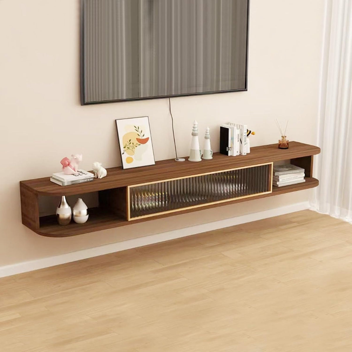 Meuble TV, 1, 8 cm, télécommande, Zhixubah, 39in, 100 120 140 160 180cm, 100cm, Length 100cm/39in, Brown