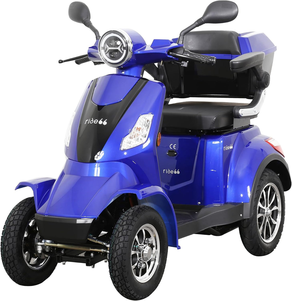Trottinette électriques, éclairage LED, RIDE66 RC60, 60V, 20Ah, réglable, confort, sécurité et stabilité, Bleu, Siège Standard