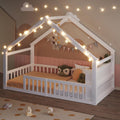 Lit Sapgaks 90x190, 90 × 190 cm, avec barrière de sécurité en pin, sans Matelas, Blanc, Style Minimaliste