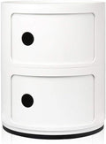 Récipient, 40 × 32 × 32 cm, Kartell, Conteneur 2 éléments, Blanc, Componibili, Base ronde