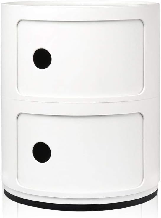 Récipient, 40 × 32 × 32 cm, Kartell, Conteneur 2 éléments, Blanc, Componibili, Base ronde