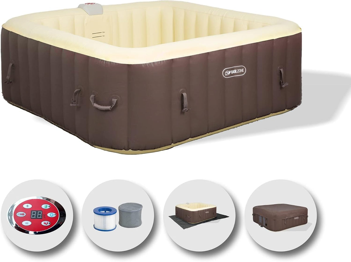 EASE.ZONE Bain à remous, 185 × 65 cm, 65 × 65 × 65 cm, 0, 6 mm, 910 L, 240 V, 1200 W, 600 W, 3 mm, 12 V, 30 W, 1880 L, 40 °C, 1 °C