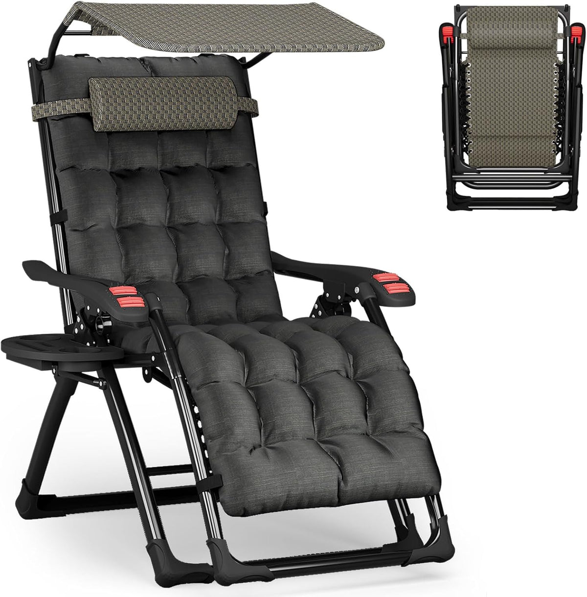 Bain de soleil, capacité 200kg Pliable & résistant aux intempéries, Fauteuil de Jardin Chaise Longue Pliable & Inclinable, verre, ATORPOK SHOP