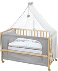 Lit, 60 × 120 cm, réglable, Bois Blanc, roba, 100 × 135 cm, 60 × 120cm, 40 × 60cm, 4 Roues à Freins, portable, Matelas, Ciel