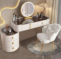Coiffeuse, 6 tiroirs, réglable, 3 tiroirs, 3 lumières à intensité variable et 6 tiroirs, Ensemble de table de maquillage avec miroir à écran tactile