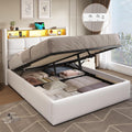 Lit DICTAC 140x190 140x190, 140 × 190 cm, télécommande, 30 cm, 2 étagères, éclairage LED, réglable, Blanc-sans Matelas, minuterie