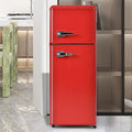 Sweiko Réfrigérateur, 110 × 46 × 48 cm, volume total de 92 litres avec 28 litres de capacité de congélation, 45 dB, 105, 5 × 41 × 45, 5cm, Rouge