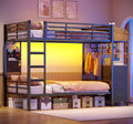 Lit, 3 Tiroirs XL et 2 Niche en Tissu, 32 cm, éclairage LED, AOGLLATI, 26 cm, 4 Étagères, 32 étagères, 42 étagères, Noir, Tringle, Sac