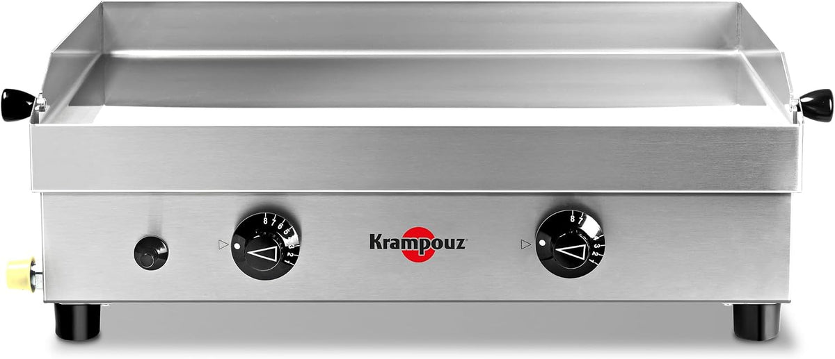Krampouz Plaque de cuisson, réglable, 2 Brûleurs en Acier Inoxydable, 54 × 33 cm, 60 × 36 cm, 60 × 36 × 20 cm, 1 500 W, PFSB2MA-KR, 2 Zones