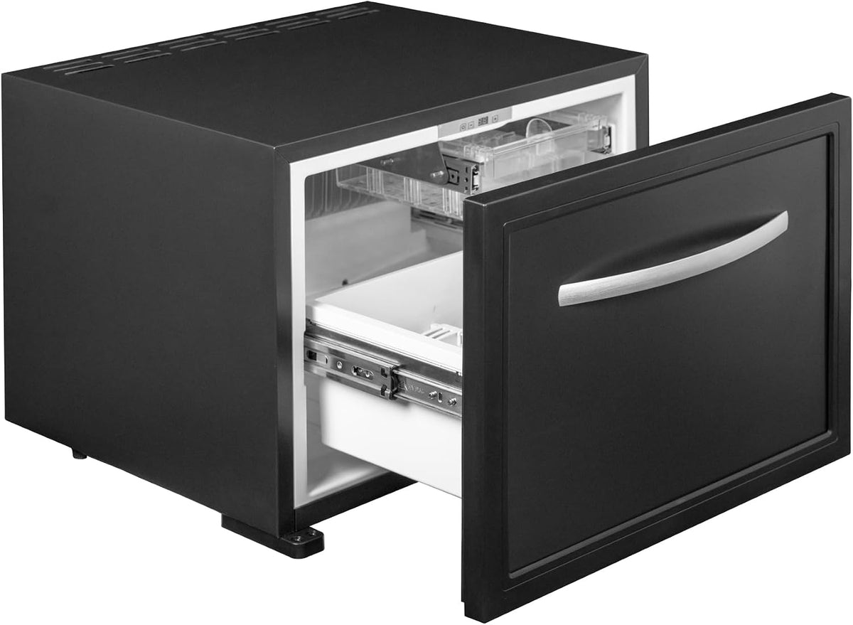 Mini réfrigérateur Smad, éclairage LED, 5 niveaux, Frigo Camping Car 12V 220V, 45L, 15°C, Frigo Tiroir 12V, 0-15°C, réglable, Noir, encastrable