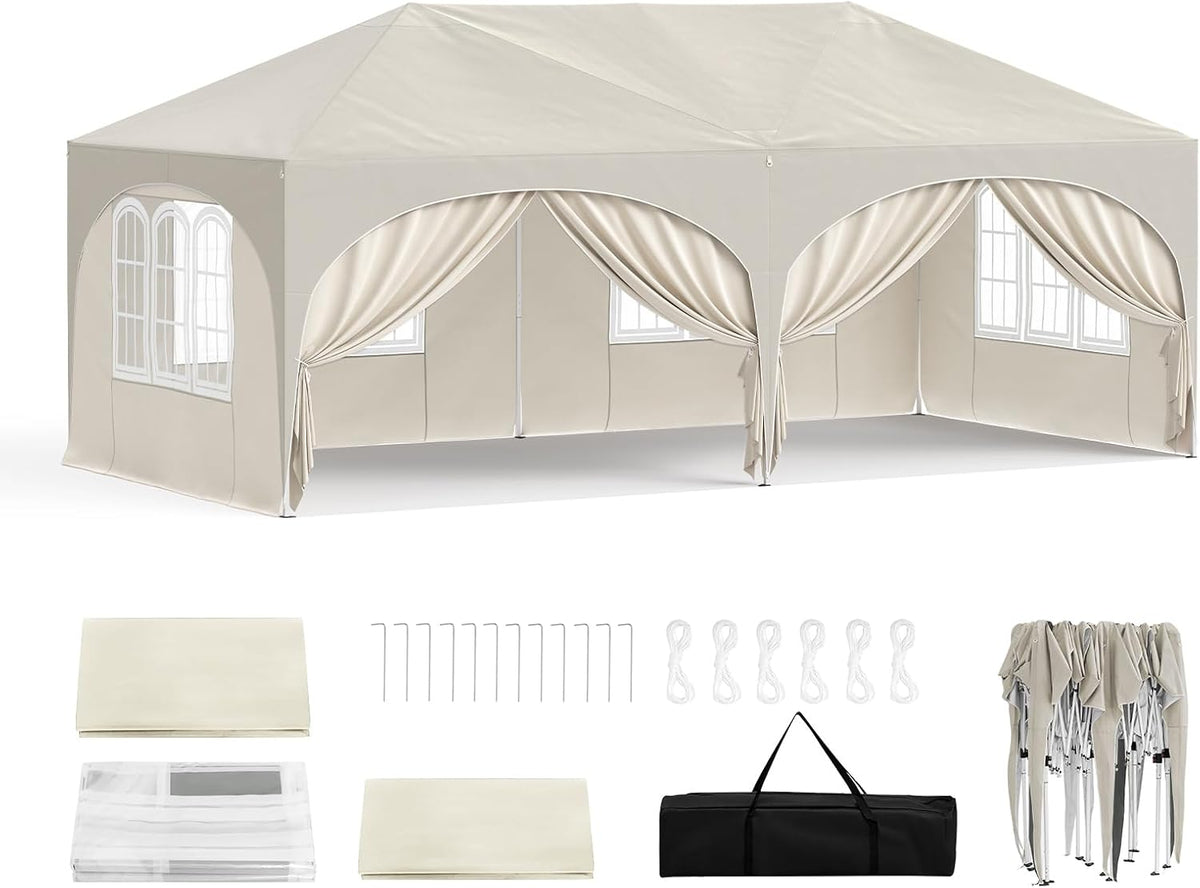 Tonnelle WOLTU 3x6m, 265 cm, pliable, 35 cm, 3 × 6m, 3 × 6 m, 2 portes, réglable