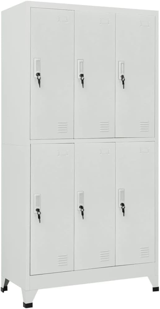 Armoire à casier avec 6 Compartiments Acier 90x45x180 cm, 90 × 45 × 180 cm, vidaXL, 1 porte, 6 portes