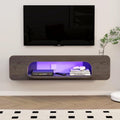 Meuble TV, 22 modes, Etagère Murale Flottante avec 1 Étagère Ouverte, Bois, Pmnianhua, 121cm, 8cm, éclairage LED, LED TV Suspendu