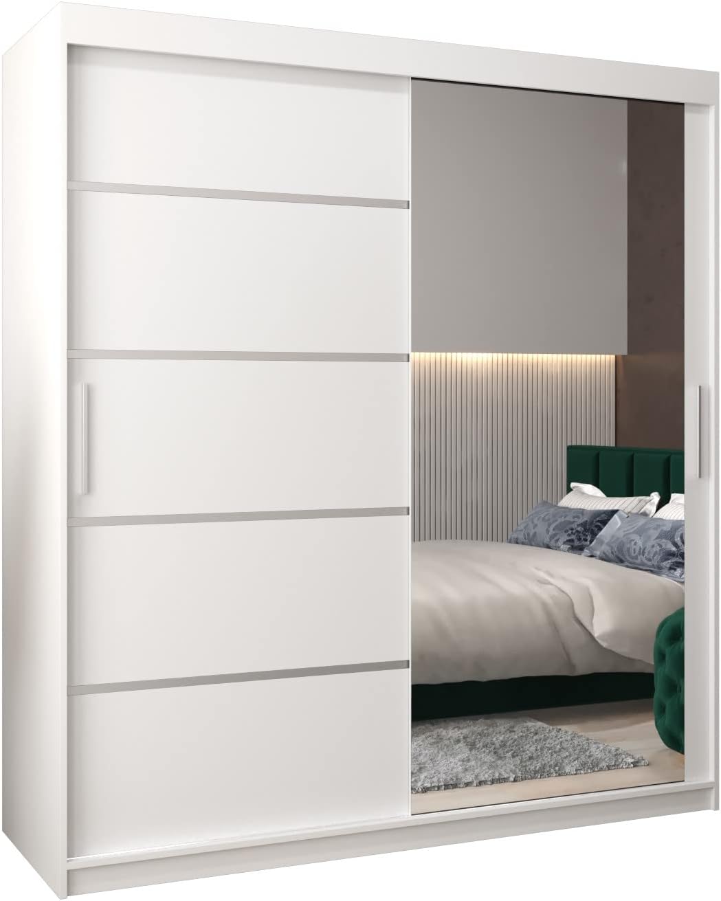 Armoire, Dressing Chambre Adulte, 16 mm, ABIKSMEBLE, 0, 5 mm, 200 cm, 62 cm, 2 Portes, 5 étagères, Penderie Vetement Dressing, Garde Robe