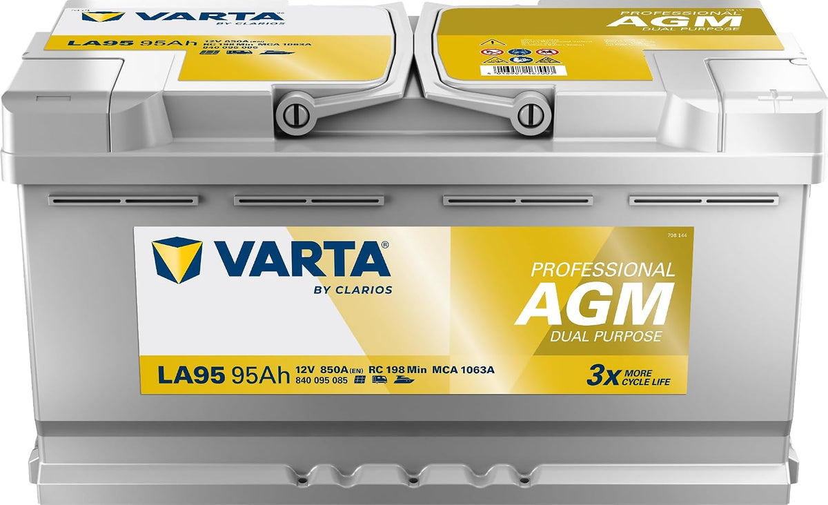 Varta Batterie de voiture, Batterie Professional AGM Dual Purpose LA95 12V 95Ah 850A, Pour camping-cars, LA95 850A, 840095085