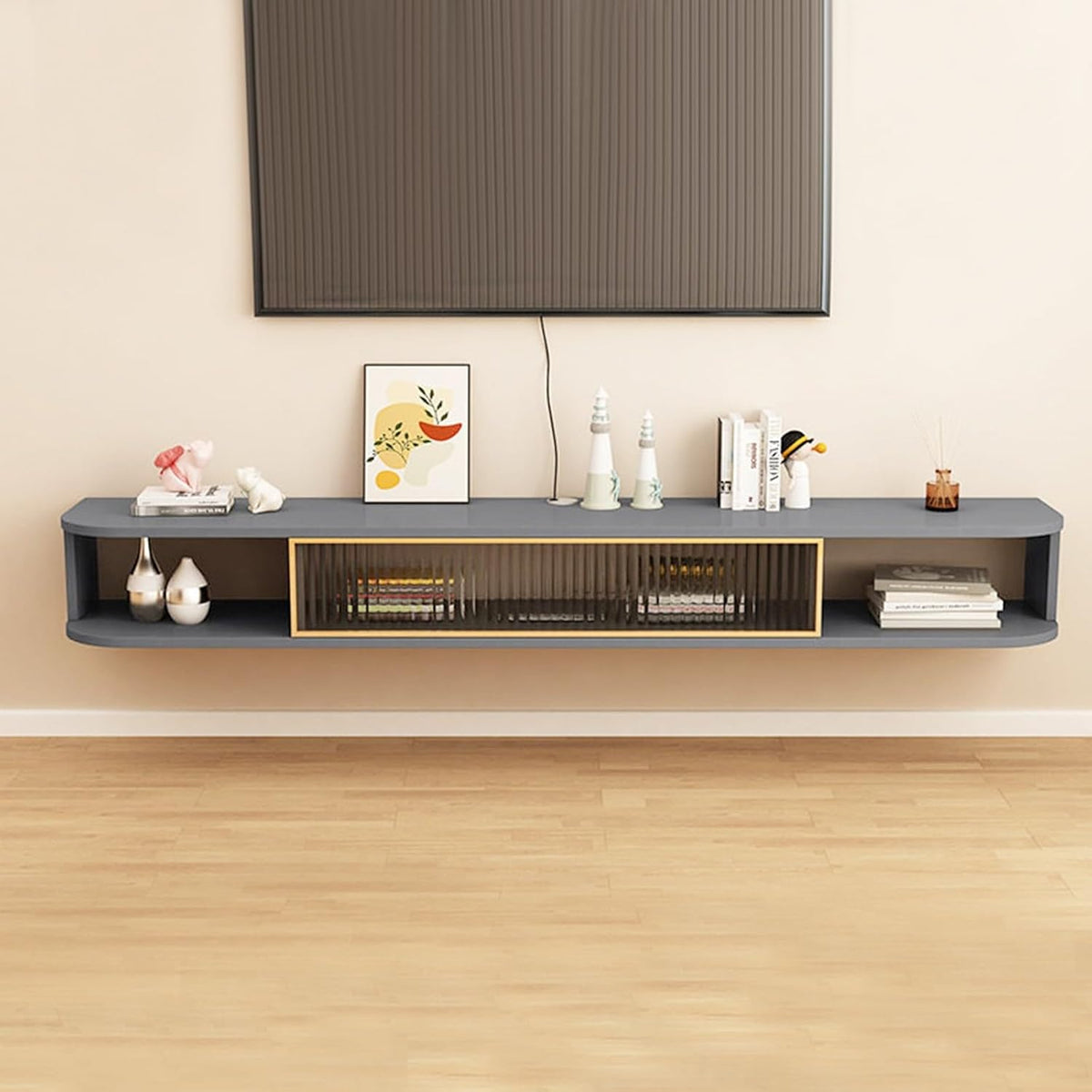 Meuble TV Zhixubah 39in, 1, 8 cm, télécommande, 100 120 140 160 180cm, 100cm, Length 100cm/39in, Gris