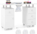 Table de manucure, Bureau de Manucure pour Prothésiste Ongulaire Salon de Beauté, Table Onglerie à Roulettes avec 4 Tiroirs, RELAX4LIFE