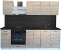 Cuisineandcie Meuble de cuisine, 240 cm, Rangement Cuisine Equipée Complete, 46 cm, 18 mm, 16 mm, ECO Noyer Blanchi 240 cm, Set de 7 Meubles