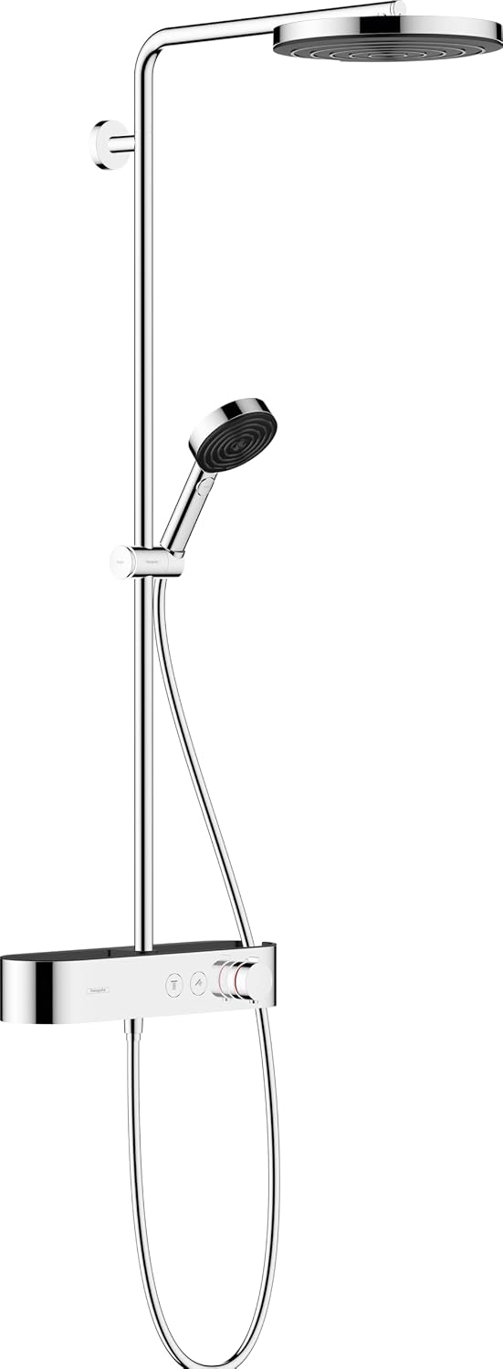 Hansgrohe Système baignoire et douche, 26 cm, avec mitigeur thermostatique, 9 l, 260mm, 3 jets, Pulsify S, EcoSmart, douche pluie