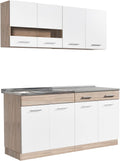 Rangement sur pied, verre, Coin de cuisine sans appareils 160 cm, Homestyle4u, 80 × 60 cm, Chêne blanc