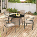 luckdect Salon de jardin, Ensemble de Bistrot pour Jardin en Fonte Aluminium, 4 Chaises et 1 Table Ronde, verre, Rotin Set de 5 pcs