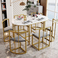 KOMHTOM Ensemble pour salle à manger, Encastrable Table de Salle à Manger avec 6 chaises, Chaise avec Dossier et Coussin, Doré