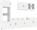 Rangement sur pied, Ensemble d'armoires Cuisine 7pcs Kalmar Blanc Bois d'ingénierie, réglable, vidaXL, verre