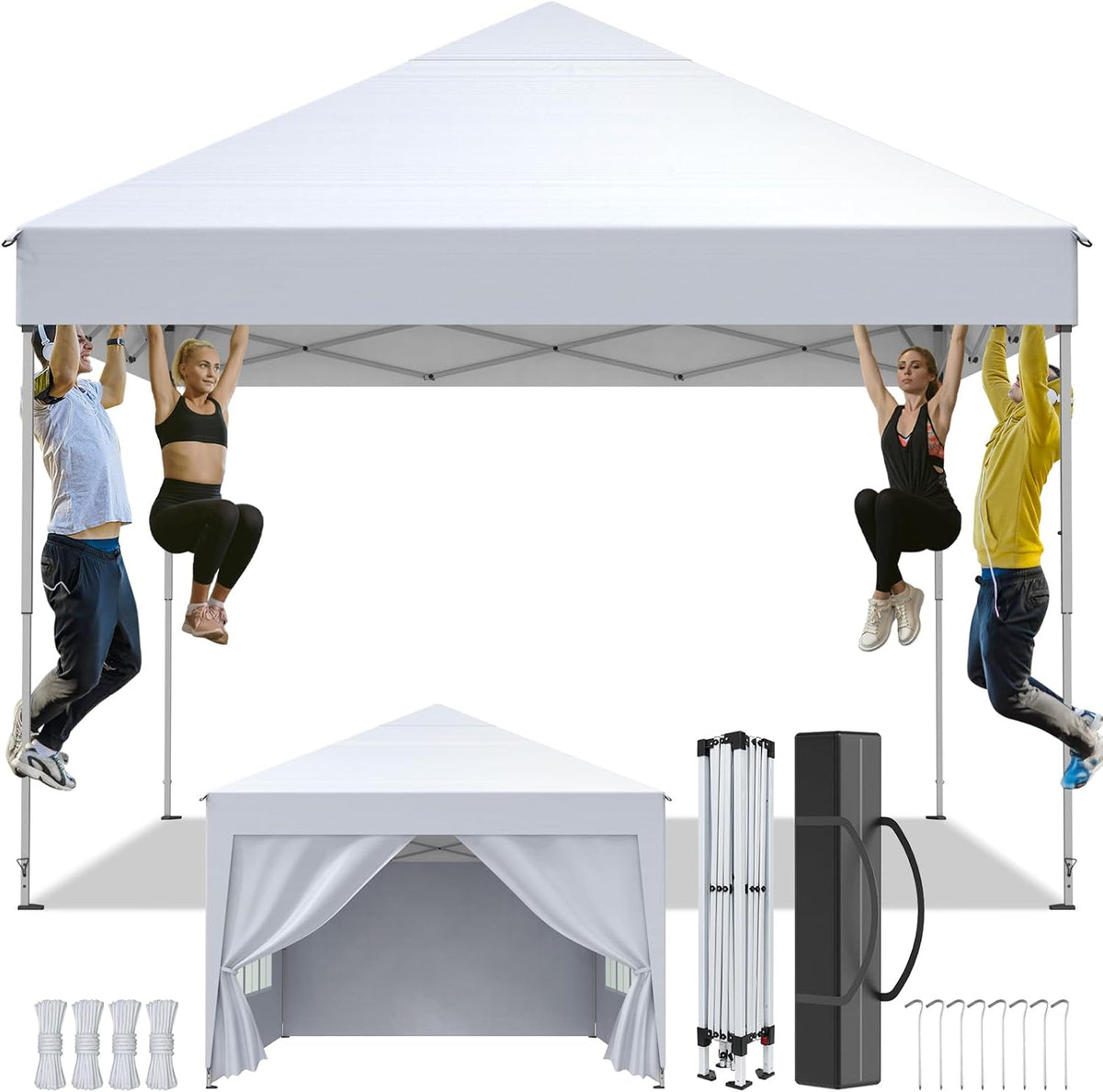 Tonnelle, réglable, 3 × 3m, Barnum Pliante pour Exterieur Party Festival, Kuro-sagol, 2, 5 × 2, 5m, Anti UV50+, pliable, Hauteur Réglable, Blanc