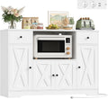 Four micro-ondes, réglable, 120 × 40 cm, Buffet Cuisine, HOCSOK, 120 cm, 4 portes, 2 tiroirs, 2 étagères, Meuble Micro-Ondes