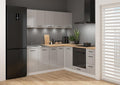 PEGANE Rangement sur pied, Meubles de Cuisine modulables Coloris Gris Clair Brillant/Blanc, 200 × 200 cm, 85, 7 cm, 57, 5 cm, 40 cm