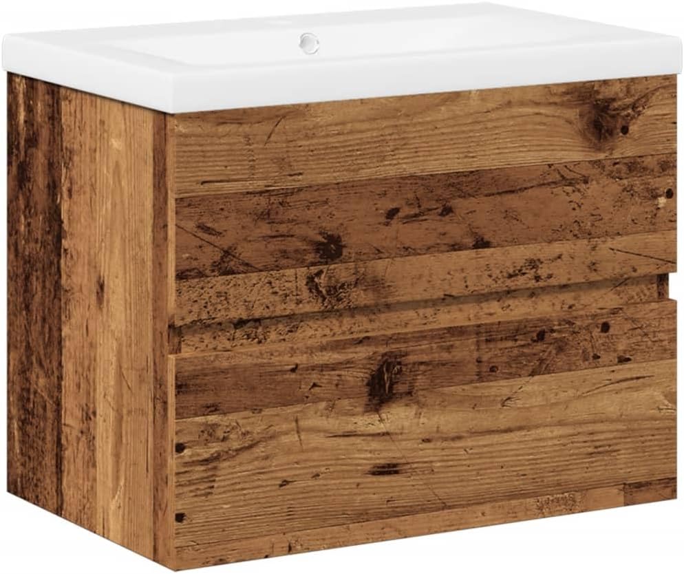 Meuble-lavabos, Armoire lavabo avec Bassin intégré Vieux Bois, vidaXL