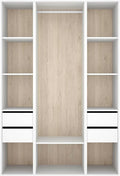 Armoire PEGANE, penderie avec Tringle, 45 cm, 4 tiroirs, 7 étagères, étagères et 4 tiroirs, Hauteur 205 x Longueur 137.5 x Profondeur 45