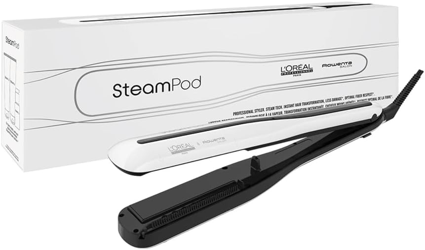 Fer à lisser, 2-En-1, Plat, L'Oréal Professionnel, STEAMPOD 3, Lisseur Vapeur 2-En-1, 91% De Dommages En Moins, fonction vapeur, réservoir d'eau