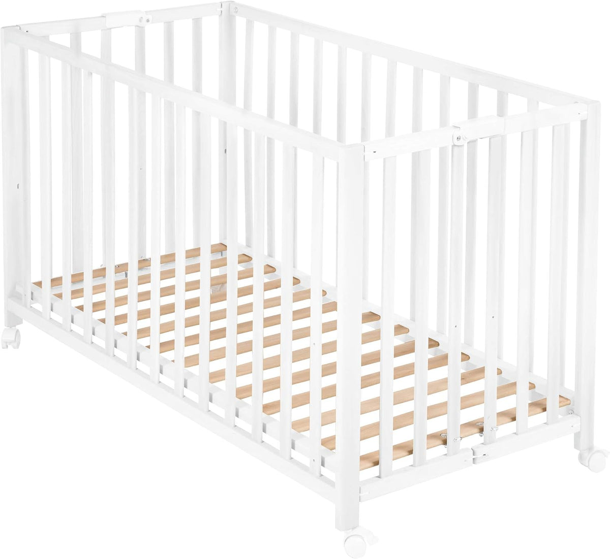 Lit, pliable, 60 × 120 cm, roba, réglable, avec Roulettes à Freins, Blanc, portable
