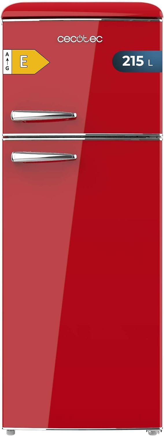 Réfrigérateur Cecotec, verre, éclairage LED, 215 L, 148, 2 cm, 55, 2 cm, 62, 1 cm, Poignée chromée, Étagères en verre, Contrôle de la température