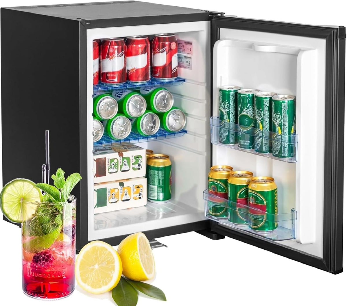 Réfrigérateur Smad, réglable, 12V, Frigo Camping Car 12V 220V, 40L, 40, 2 × 46, 5 × 56, 0cm, 10°C, Frigo 12V, avec Serrure, sans Bruit, Noir