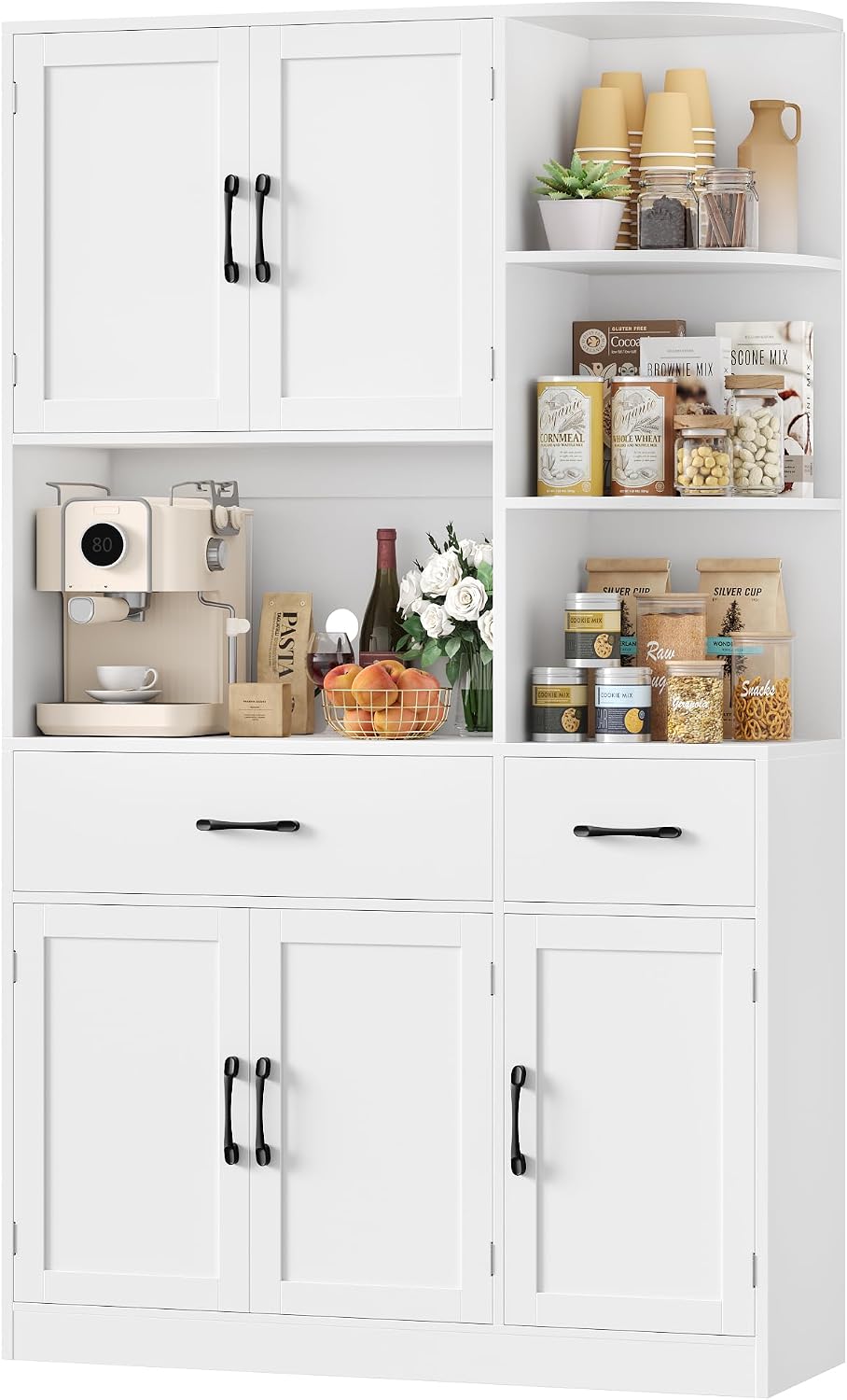 HOCSOK Rangement colonnes, Buffet Cuisine Peinte, 84 cm, Armoire avec Étagère d'angle Ouverte Niveaux, 47 cm, 3 niveaux