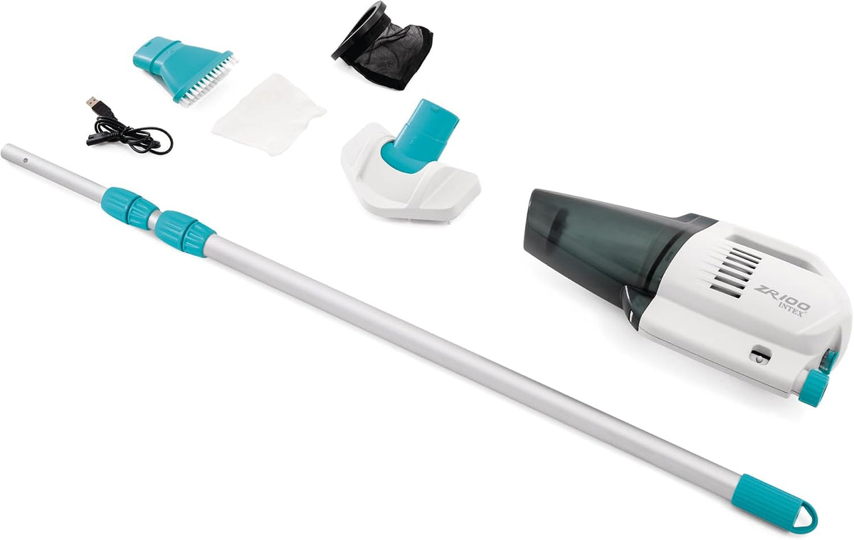 Intex ZR100 Aspirateur, 37 × 11 × 19 cm, convient pour une utilisation avec tous les PureSpas, 2Ah, piscines hors sol et piscines creusées