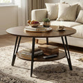 Table basse, 2 Niveaux, télécommande, avec étagère Ouverte pour Table à Cocktail, Manora, réglable, Pied de Sable Noir, Noyer