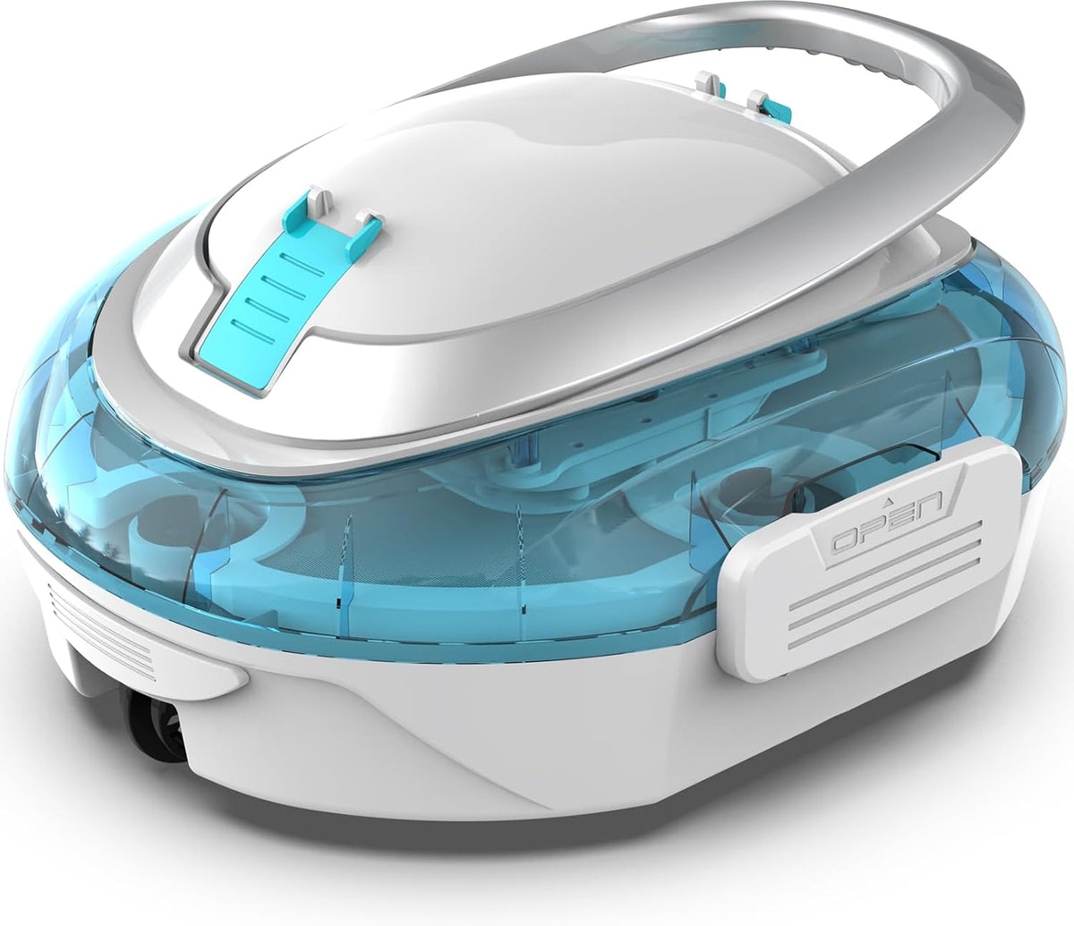 BRINBO Robot de piscine, Aspirateur Piscine sans Fil, 90 Min d'Autonomie, pour Piscines Hors Sol Jusqu'à 80 m2, Double Filtration, Bleu