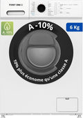 First One FLL61000WH A-10 Lave-linge, 6 Kg, 1000 tr/min, 16 programmes, 1000 tr/mn, Classe A-10%, Blanc, Eco, Intensif, Rapide